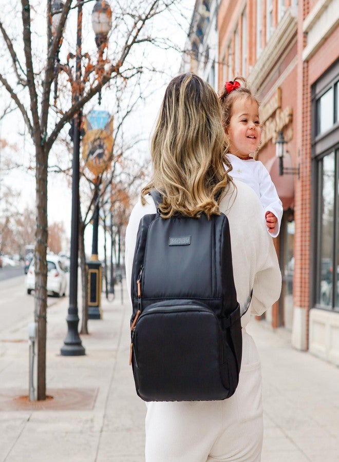 Moby Parent Pack Diaper Bag Backpack, Stylish & Practical for Parents On-the-Go, Holds All Baby Essentials, For Everyday Use & Travel (Black) - Image 5
